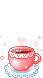 Pink pixel cup of coffee